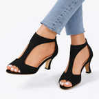 Women's Cut-Out Heeled Sandals with Cushioned Footbed