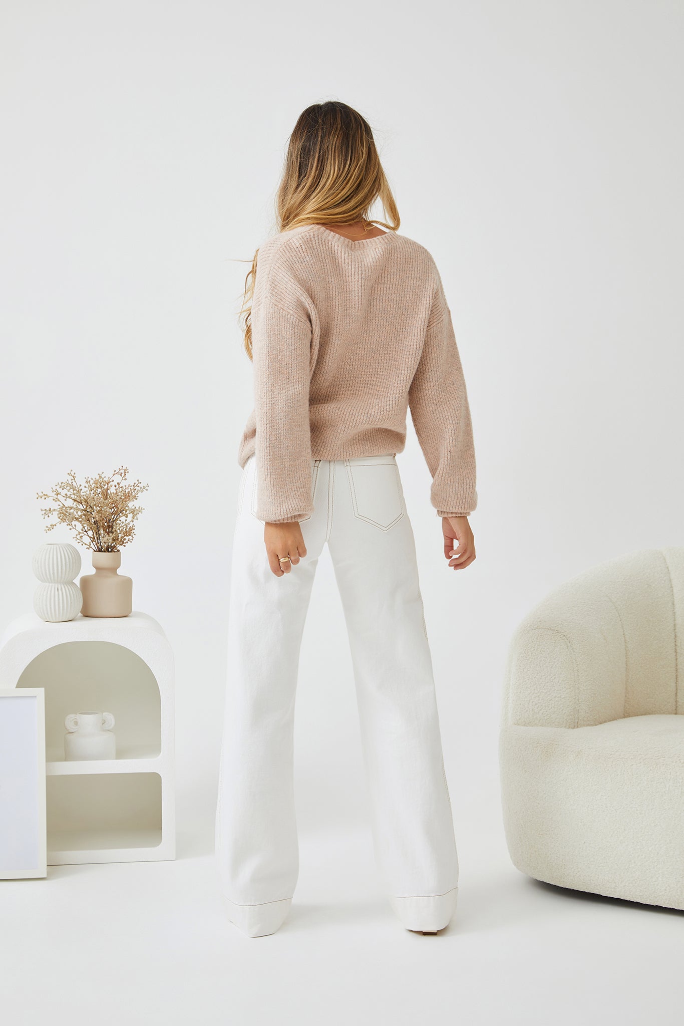 Women's Bishop Sleeve Knit Jumper – Cinched Cuffs