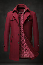 Men's Textured Collar Winter Coat – Warm Lined