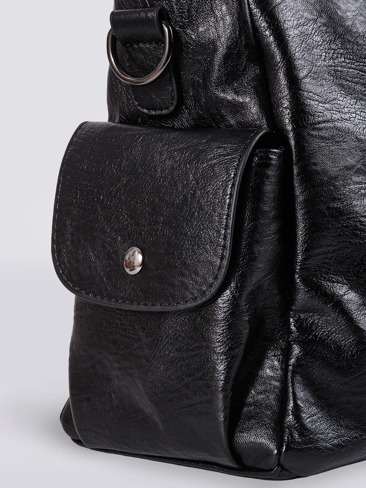 Women's Vegan Leather Zip Shoulder Bag