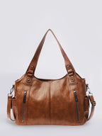 Women's Vegan Leather Zip Shoulder Bag