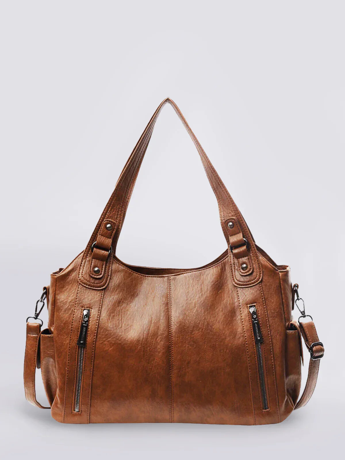 Women's Vegan Leather Zip Shoulder Bag