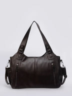 Women's Vegan Leather Zip Shoulder Bag
