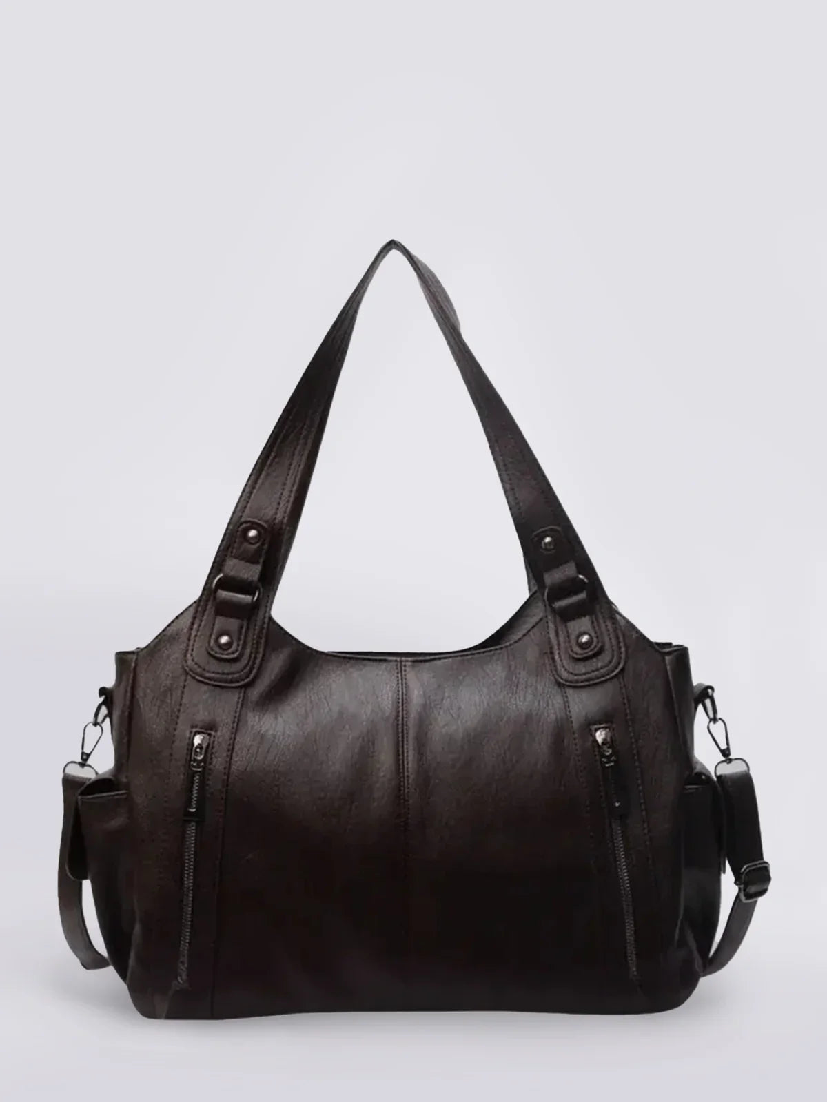 Women's Vegan Leather Zip Shoulder Bag