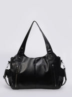 Women's Vegan Leather Zip Shoulder Bag