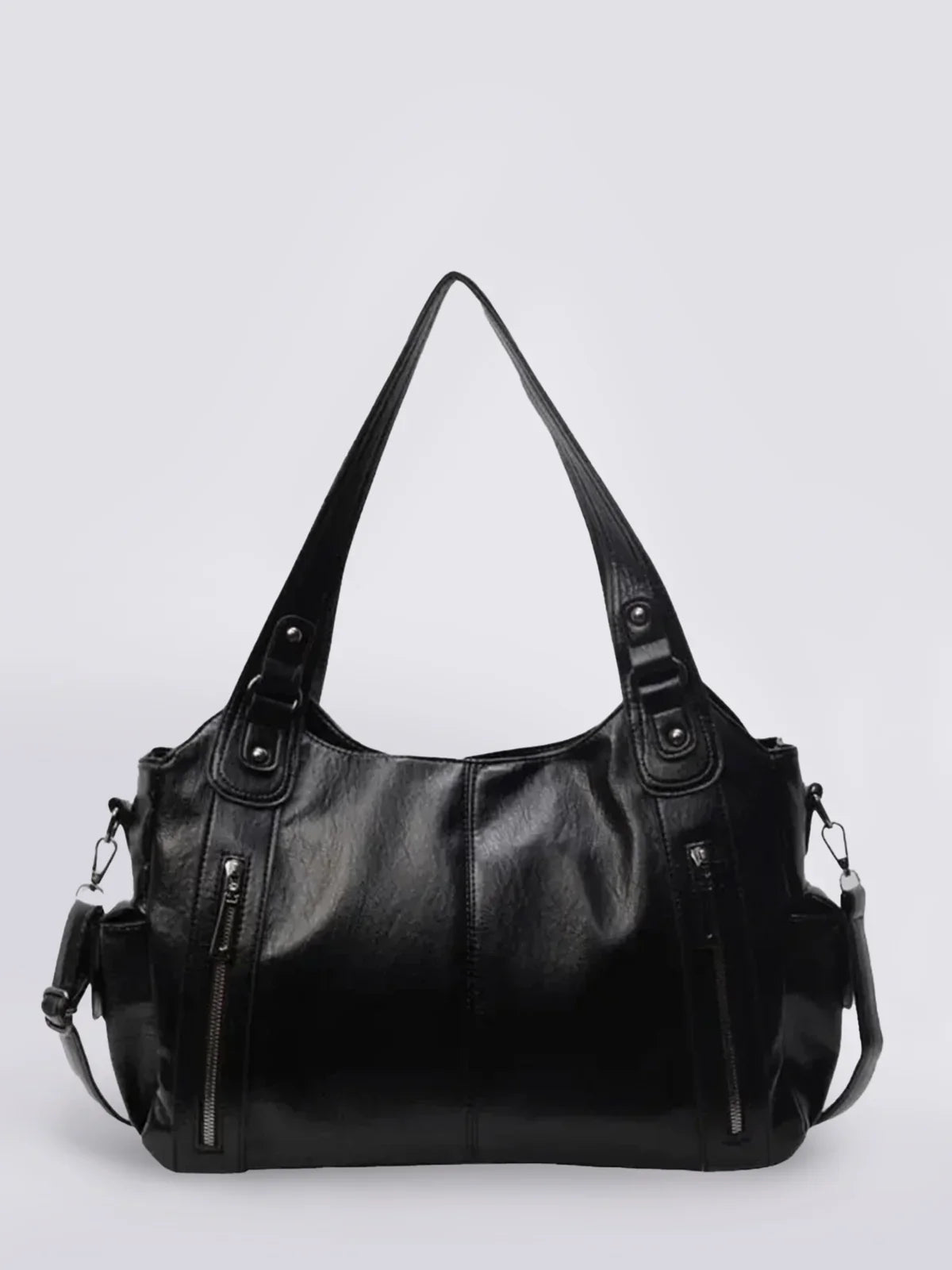 Women's Vegan Leather Zip Shoulder Bag