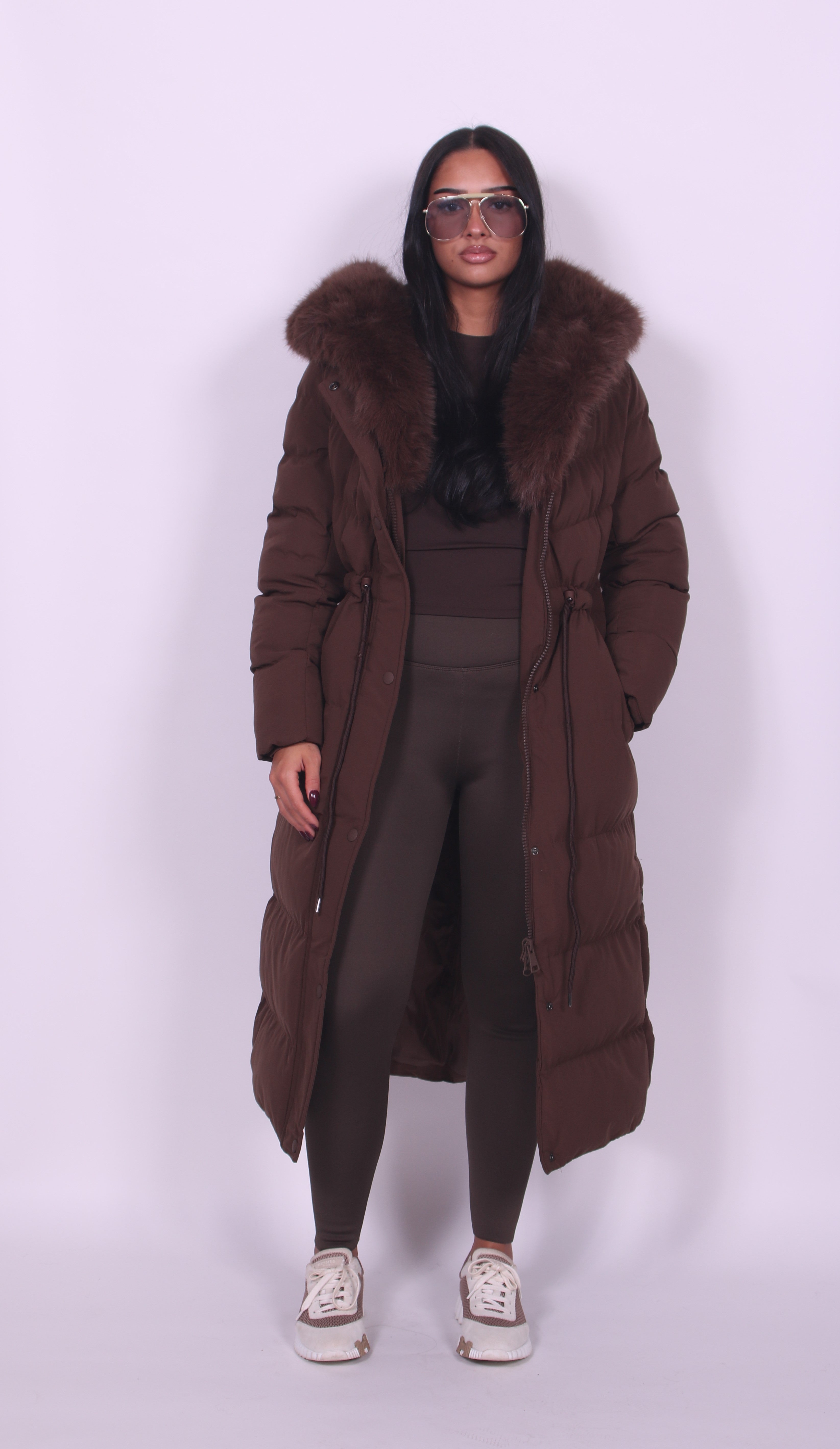 Ava | Faux Fur Hooded Longline Coat