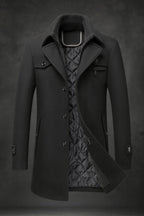 Men's Textured Collar Winter Coat – Warm Lined