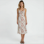 Kiana Lace-Up Fitted Midi Dress