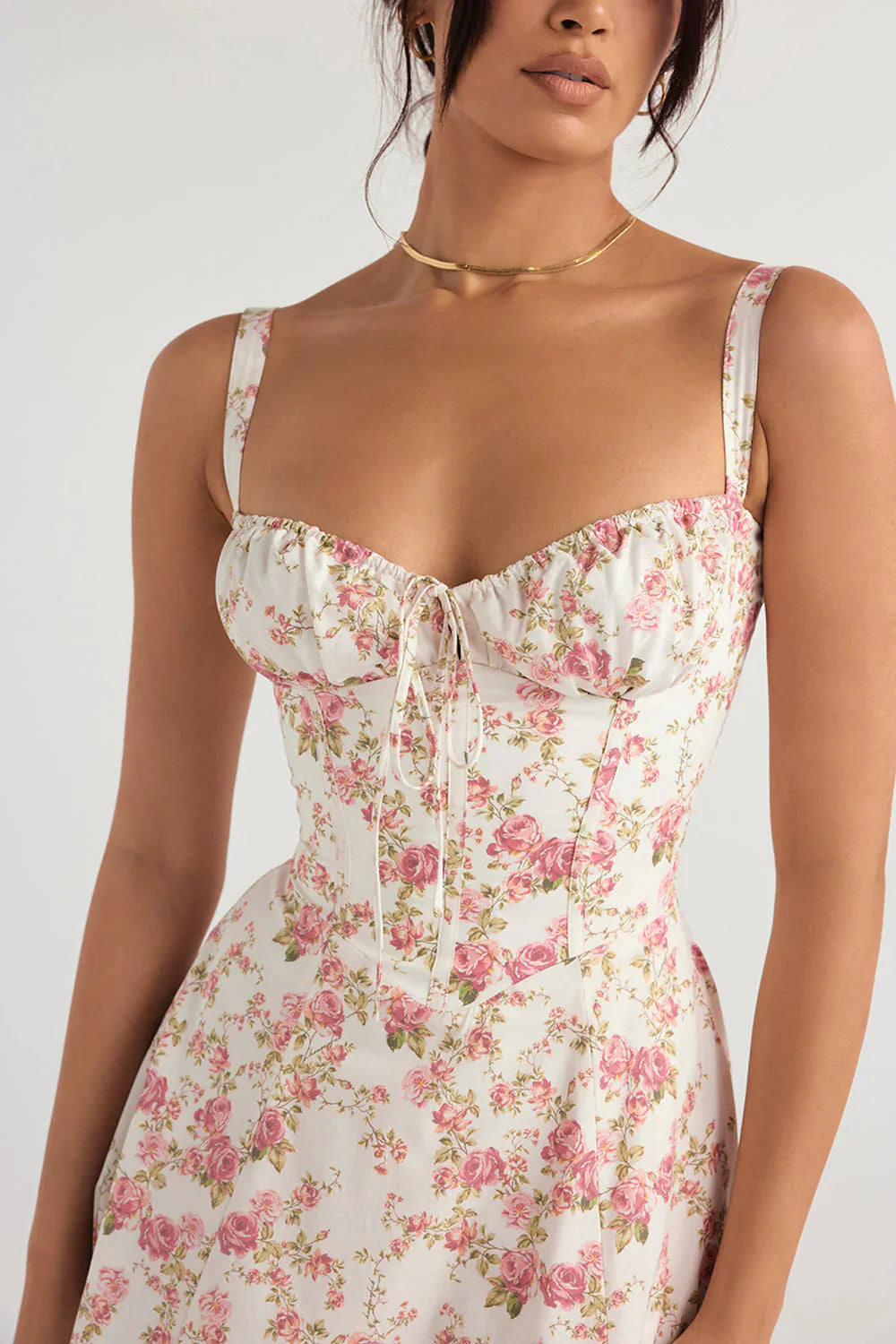 Kiana Lace-Up Fitted Midi Dress