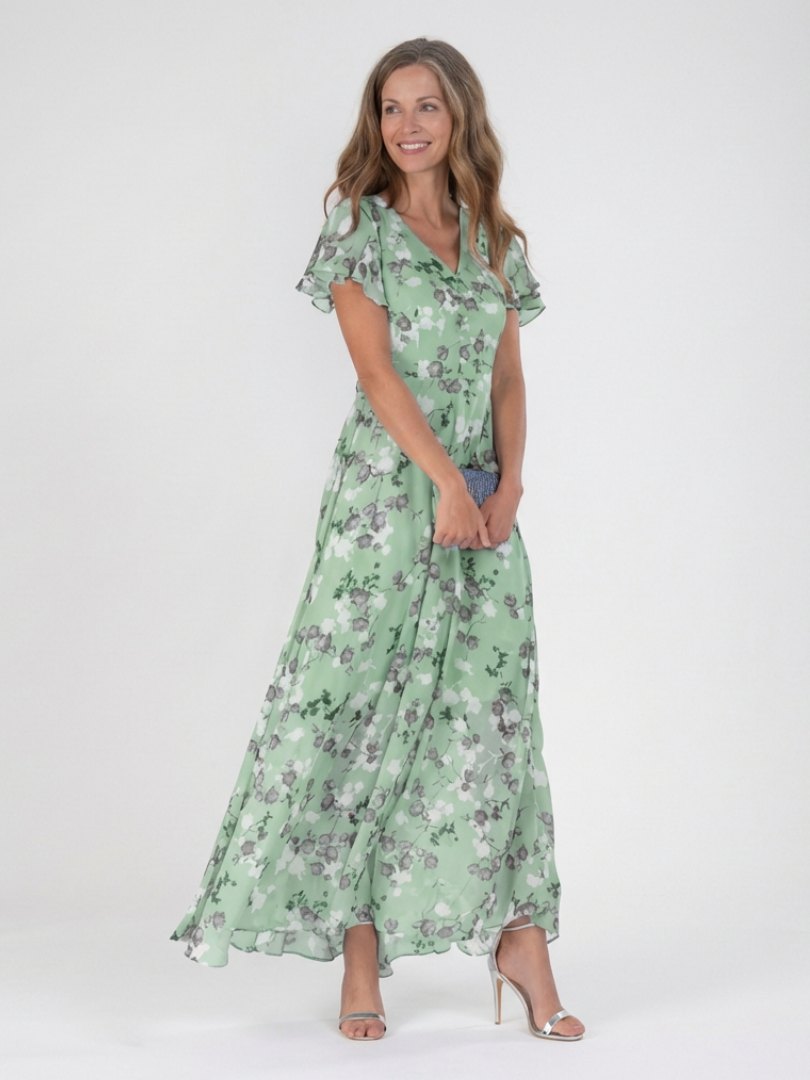 Anna | Flutter Sleeve Maxi Dress