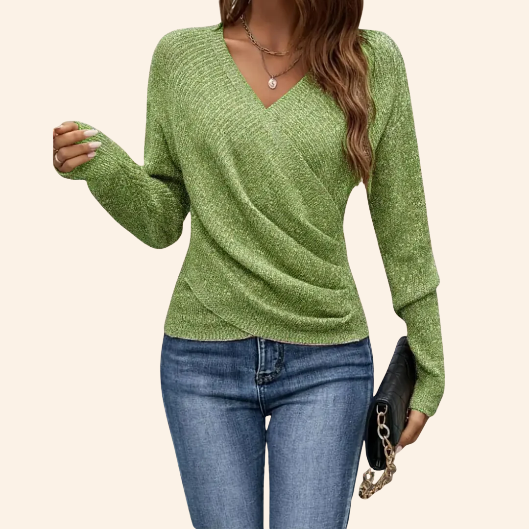 Clarissa Elegant wrap top with V-neckline