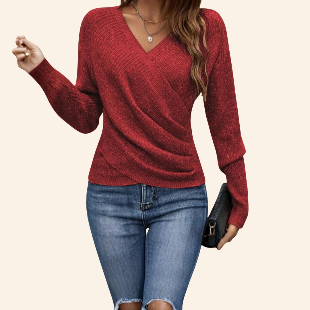 Clarissa Elegant wrap top with V-neckline