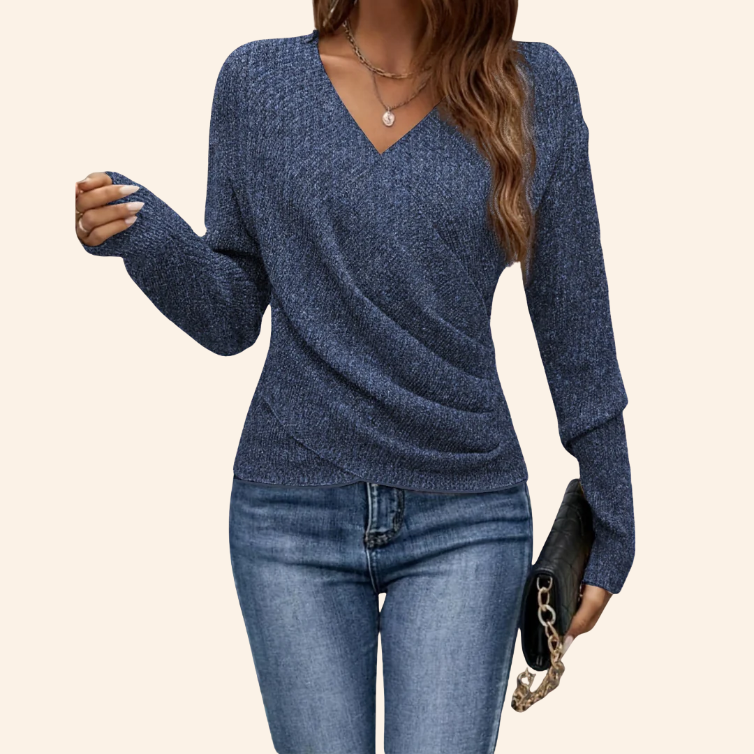 Clarissa Elegant wrap top with V-neckline
