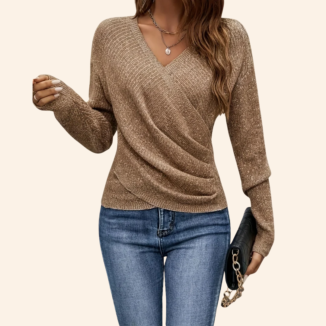 Clarissa Elegant wrap top with V-neckline