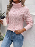 Women's Classic Cable Knit Turtleneck Jumper
