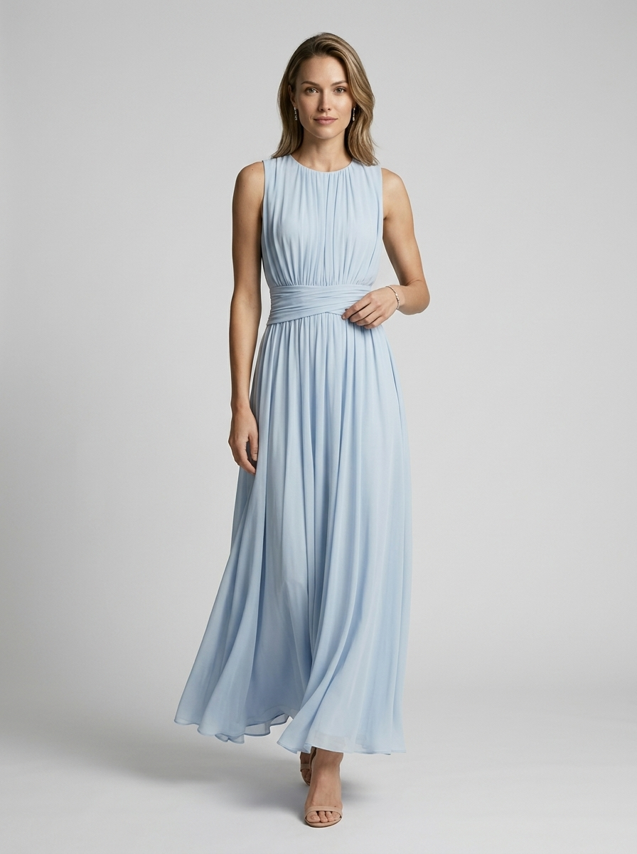 Elenora Pleated A-Line Maxi Dress