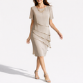 Women's Layered Ruffle Midi Dress