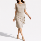 Women's Layered Ruffle Midi Dress