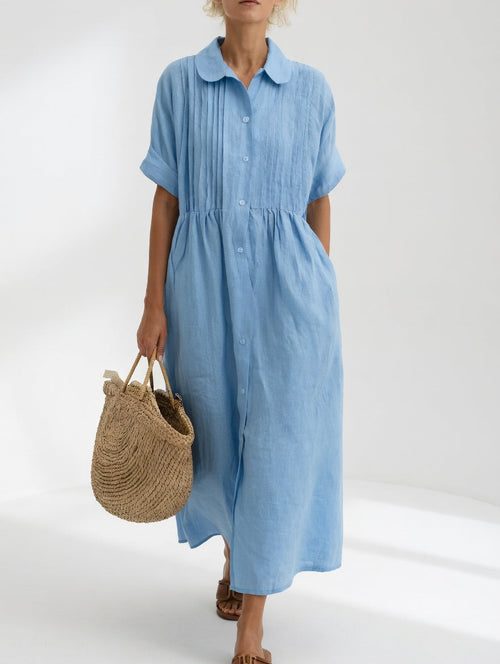 Lysandra | Soft Flowing Linen Shirt Dress