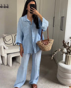 Linen | The Effortless Lapel & Wide-Leg Set