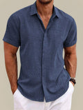 Men's Linen Short Sleeve Button-Up Shirt