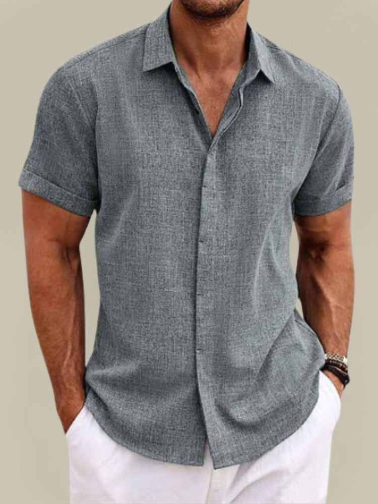 Men's Linen Short Sleeve Button-Up Shirt