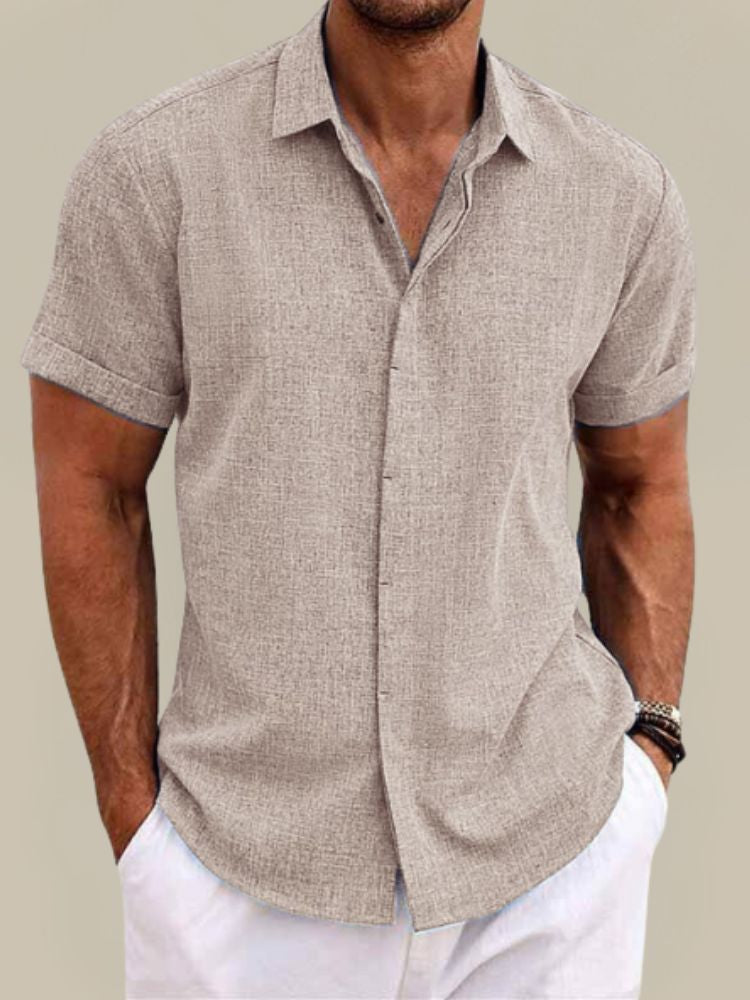Men's Linen Short Sleeve Button-Up Shirt