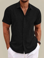 Men's Linen Short Sleeve Button-Up Shirt