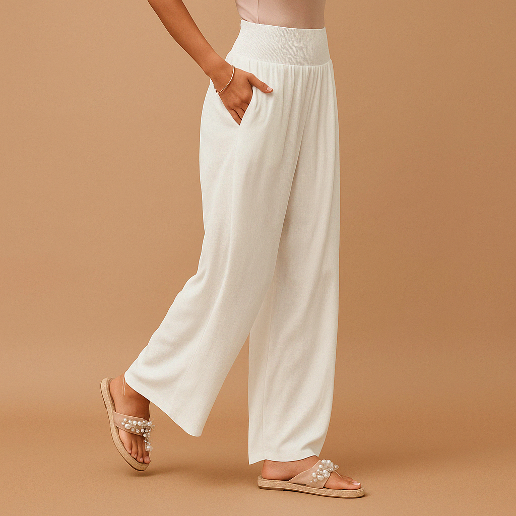Women's High-Waist Wide-Leg Linen Trousers