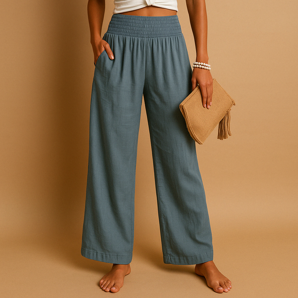Women's High-Waist Wide-Leg Linen Trousers