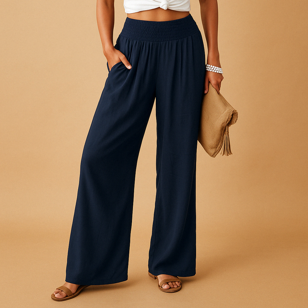 Women's High-Waist Wide-Leg Linen Trousers