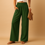 Women's High-Waist Wide-Leg Linen Trousers