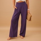 Women's High-Waist Wide-Leg Linen Trousers