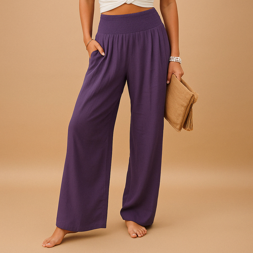Women's High-Waist Wide-Leg Linen Trousers