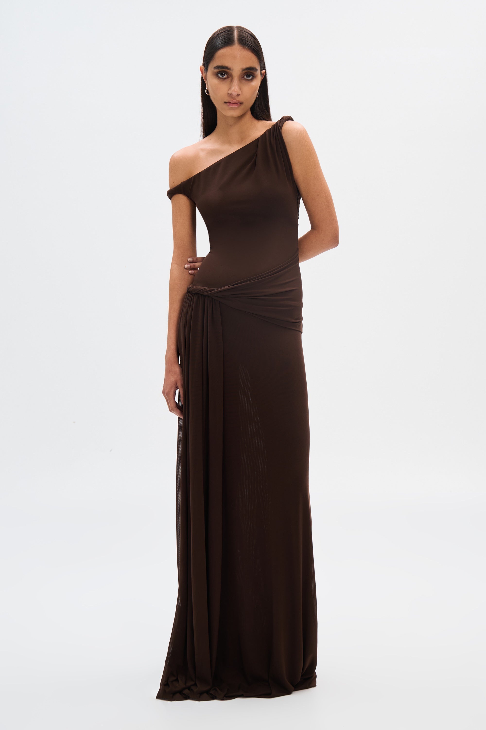 Lizzie Mesh Maxi Dress – Draped Design