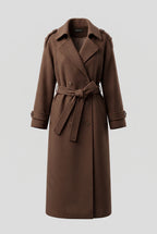 Women’s Long Coat with Belt and Double-Breasted Front