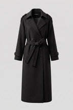 Women’s Long Coat with Belt and Double-Breasted Front