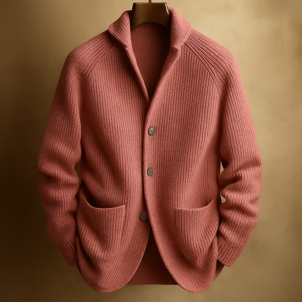Men's Lightweight Ribbed Wool Cardigan