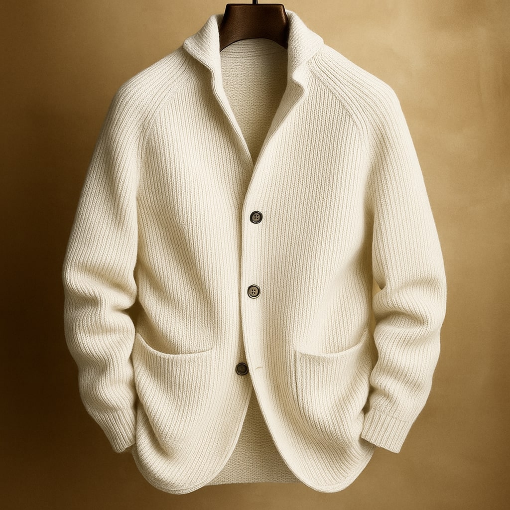 Men's Lightweight Ribbed Wool Cardigan