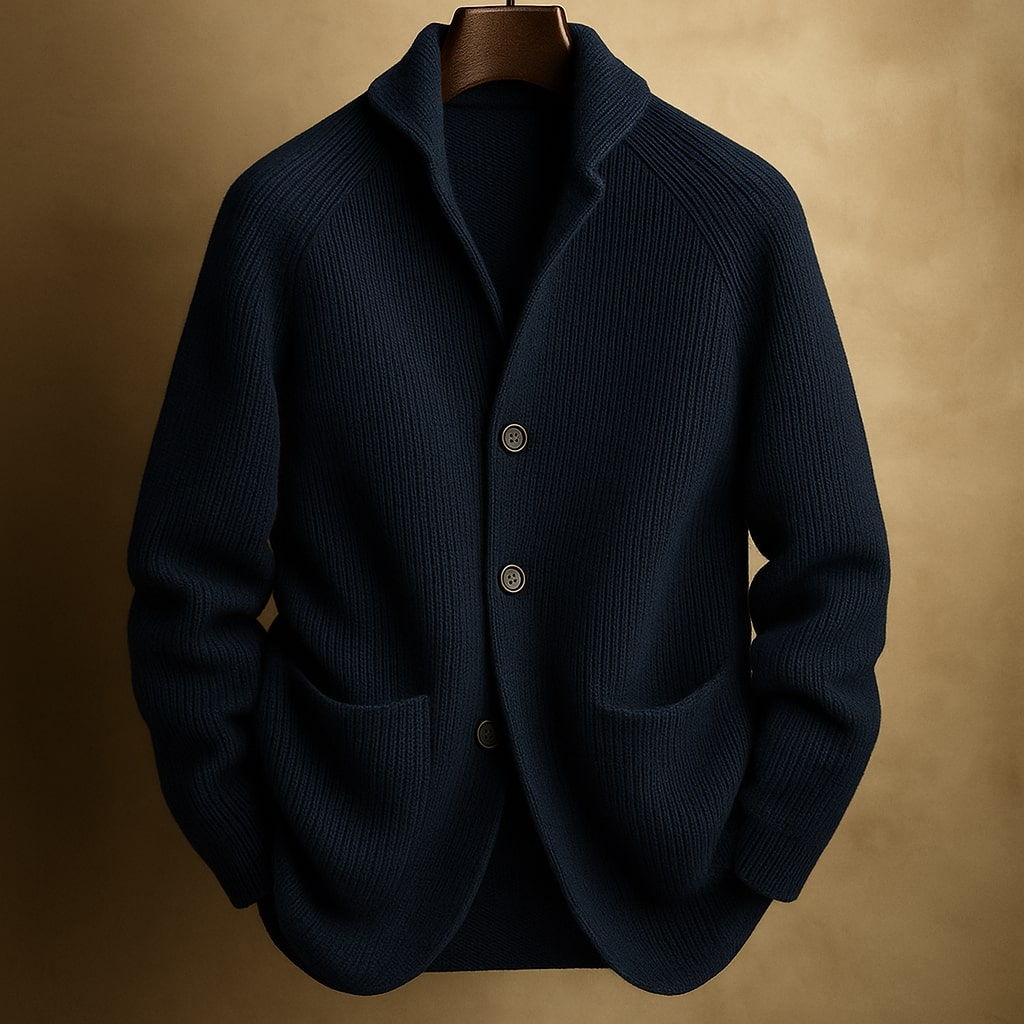 Men's Lightweight Ribbed Wool Cardigan