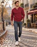 Men's Cable Knit Henley Jumper