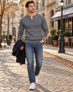 Men's Cable Knit Henley Jumper