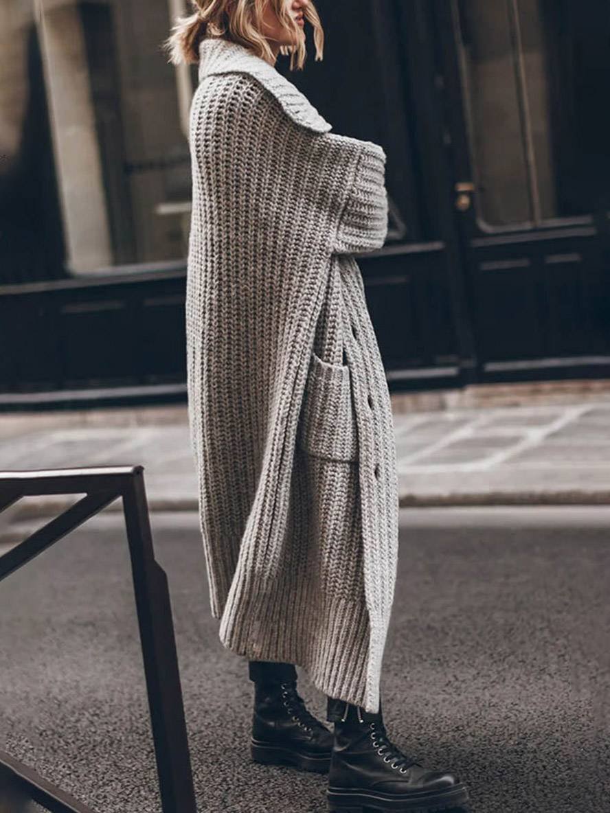 Women's Oversized Chunky Rib Knit Longline Cardigan