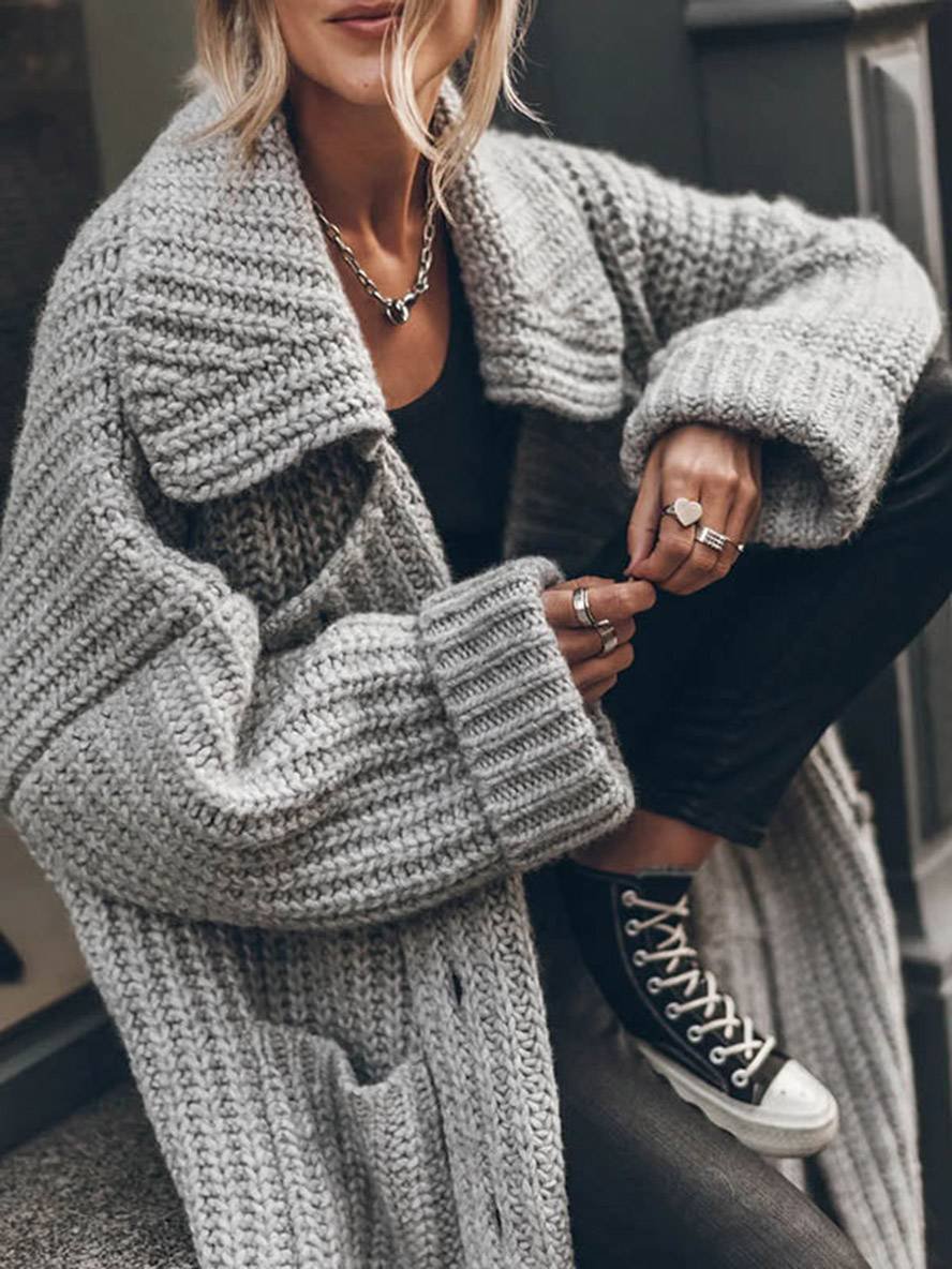 Women's Oversized Chunky Rib Knit Longline Cardigan