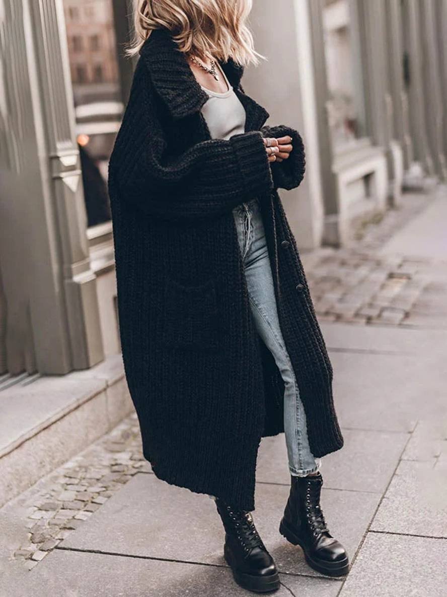 Women's Oversized Chunky Rib Knit Longline Cardigan
