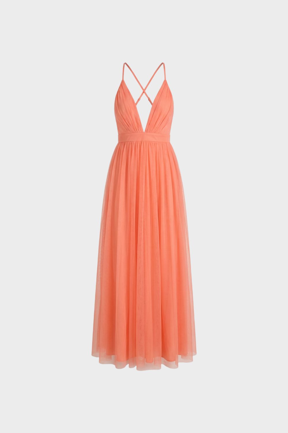 Women's V-Neck Tulle Maxi Dress