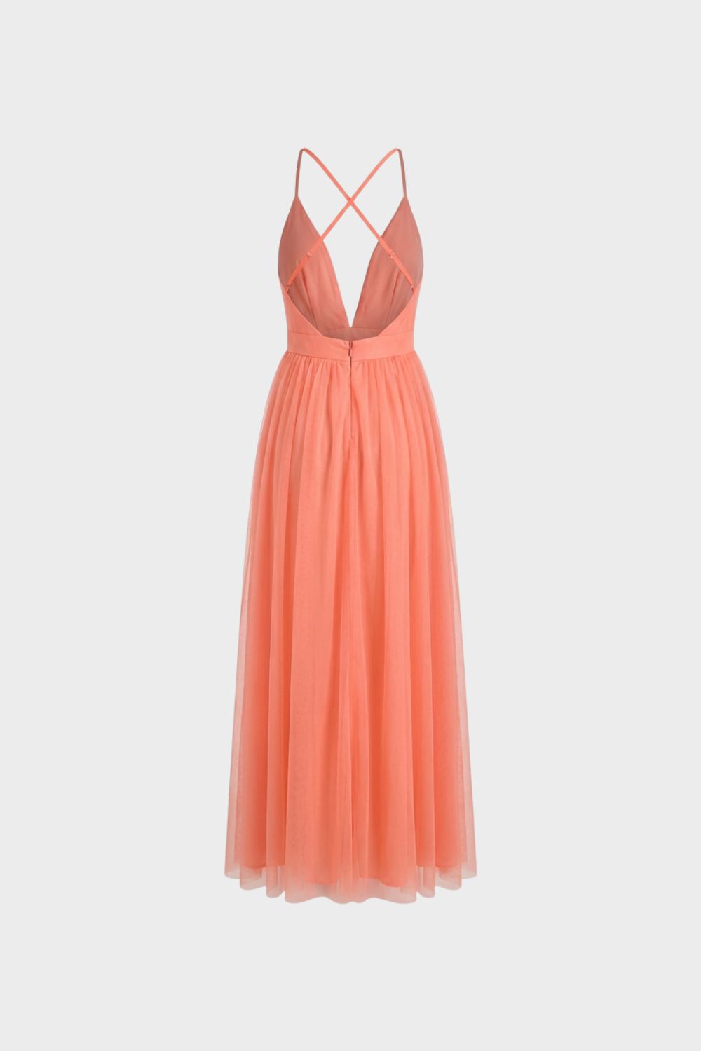 Women's V-Neck Tulle Maxi Dress
