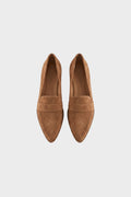Women's Suede Pointed Toe Loafers – Block Heel
