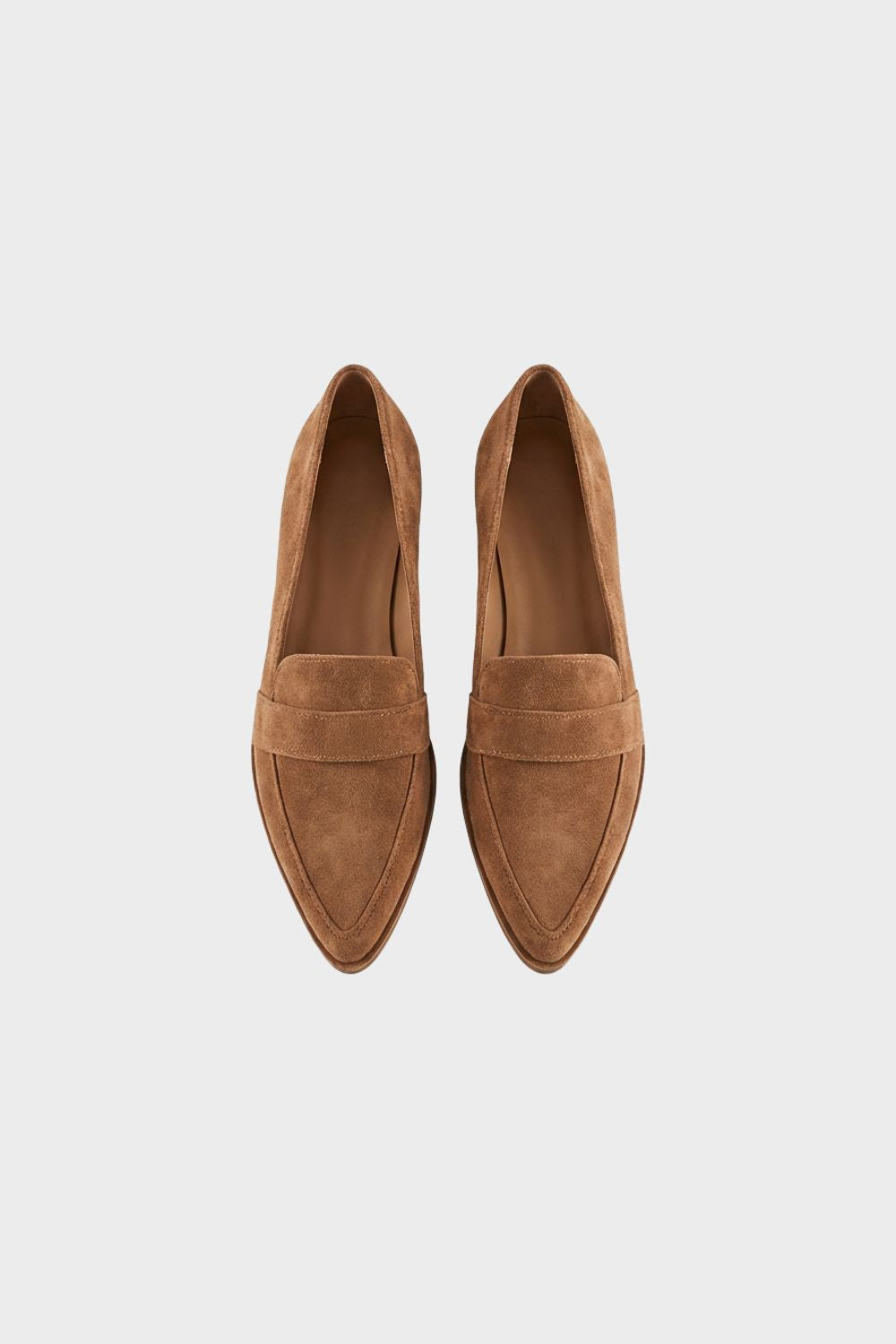 Women's Suede Pointed Toe Loafers – Block Heel